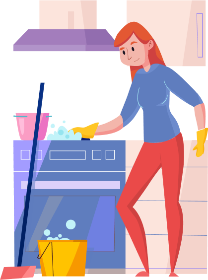 maid cleaning kitchen